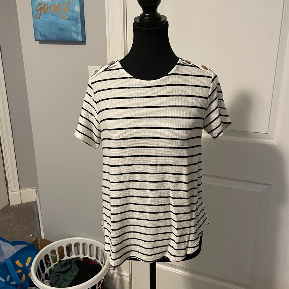 Classic Black and White Striped Women's Tee